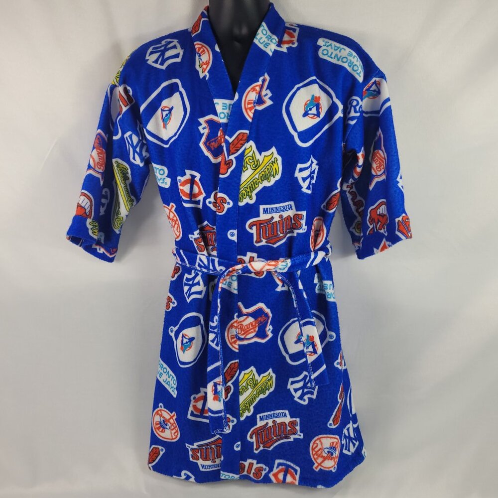 MLB Baseball Toronto Blue Jays Vintage Patterned Bath Robe Housecoat Boys Large